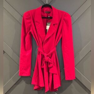 NWT Melike Tatar Red Tie-Waist Blazer